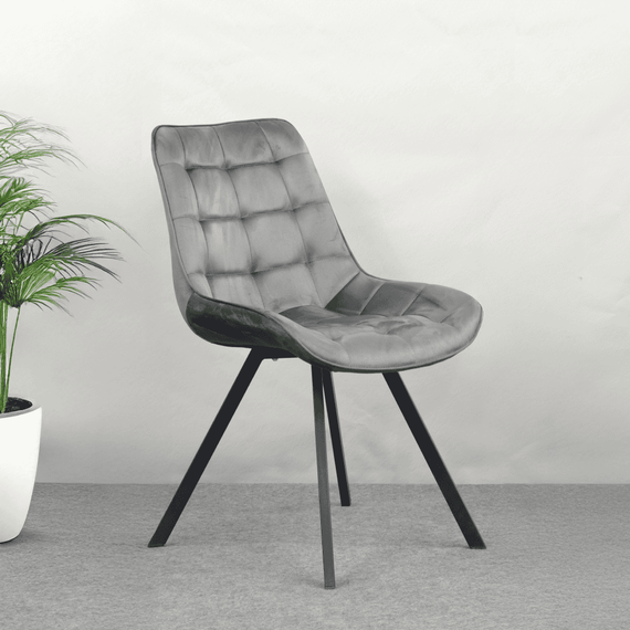 Scaun de sufragerie, tesatura Velvet gri inchis/negru, SAMIRA - 2- Roveli