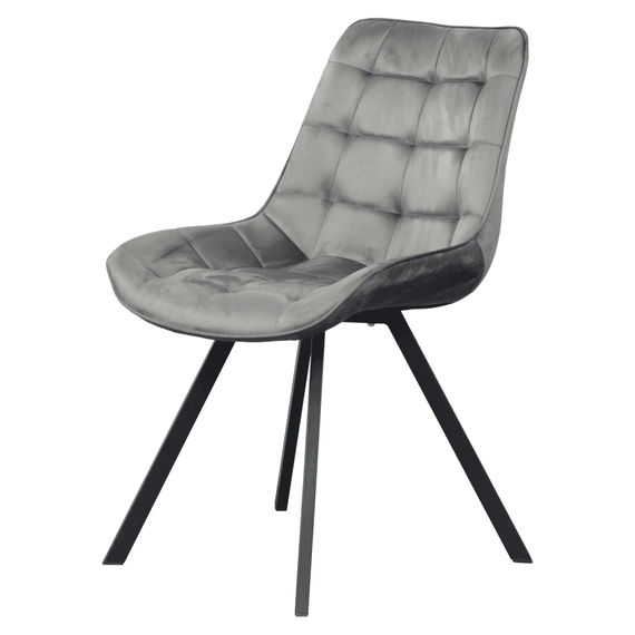 Scaun de sufragerie, tesatura Velvet gri inchis/negru, SAMIRA - 9- Roveli