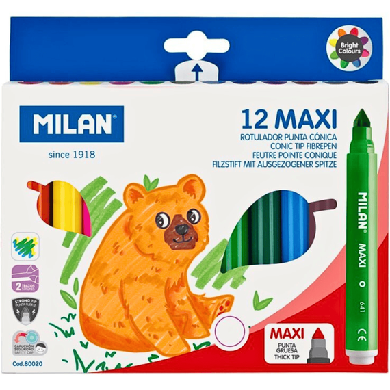 Carioci MILAN Maxi, 12 culori/set - - Roveli