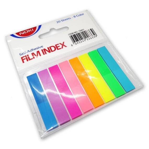 Index adeziv plastic 8x45 mm, set 8 culori/set, NOKI - 2- Roveli