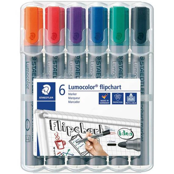 Marker flipchart STAEDTLER, 6 culori/set - - Roveli