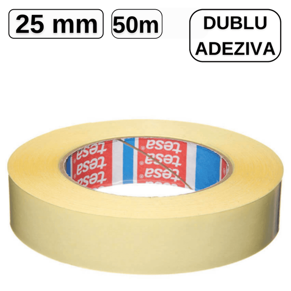 Banda dublu adeziva, 25 mm x 50 m, TESA - - Roveli