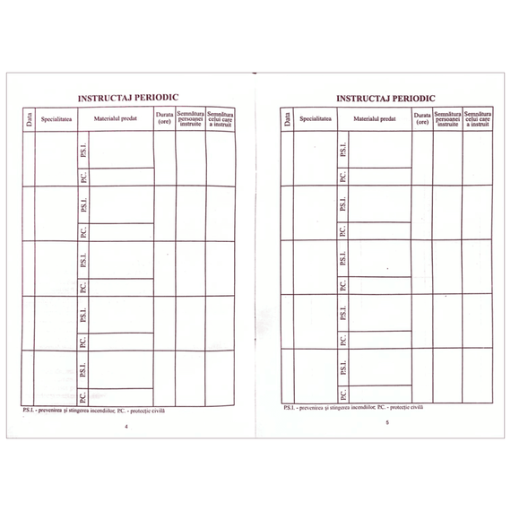 Fisa P. S. I. - carnet, A5 - 3- Roveli