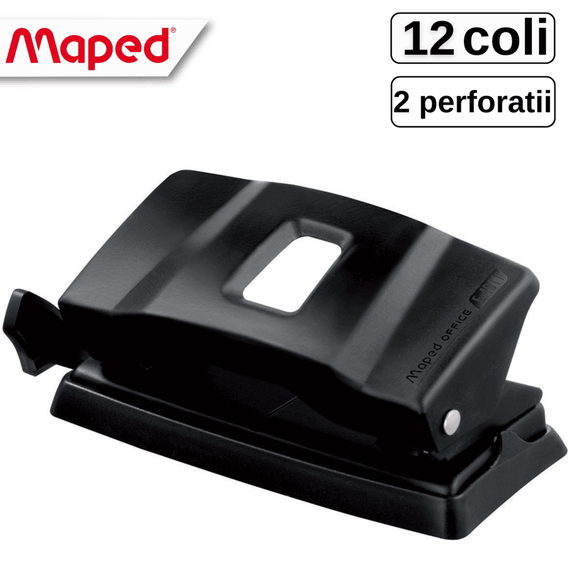 Perforator metalic, MAPED Essentials, 12 coli, Negru - - Roveli