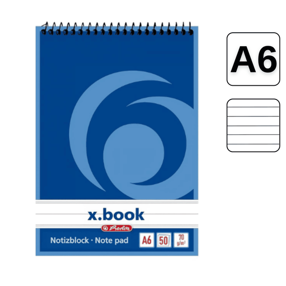 Bloc Notes cu spirala, A6, 50 file, dictando, HERLITZ X.Book - - Roveli