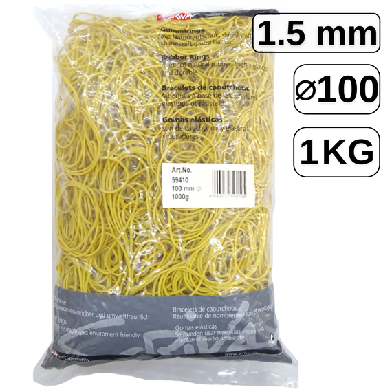 Elastice pentru bani, D 100 mm x 1.5 mm, 1 Kg, SCRIVA - - Roveli