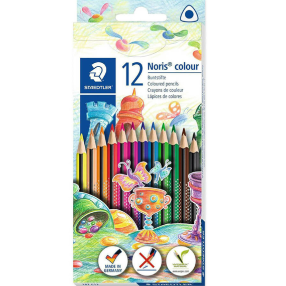 Creioane colorate STAEDTLER Noris, triunghiulare, 12 culori/set - - Roveli