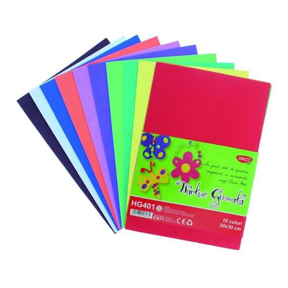 Hartie Gumata DACO 10 coli, 10 culori/set, 20x30cm - 2- Roveli