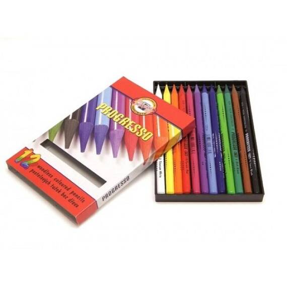 Creioane colorate fara lemn, KOH-I-NOOR Progresso, 12 culori/set - 2- Roveli