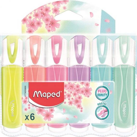 Textmarker MAPED Fluo Peps Pastel, 6 buc/set - - Roveli