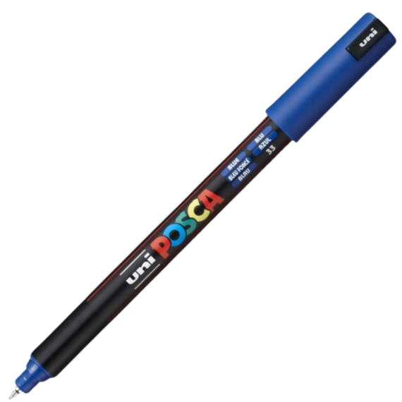 Marker Uni PC-1MR POSCA 0.7 mm varf fin metalic, Albastru - - Roveli