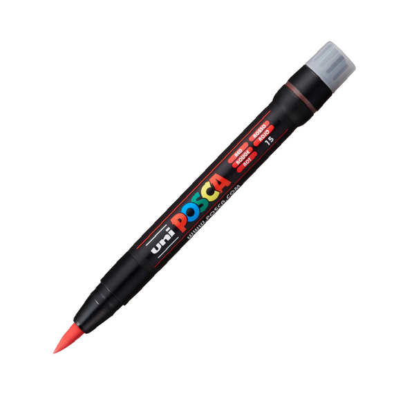 Marker pensula Uni Posca Brush  PCF-350 K Rosu M426 - - Roveli
