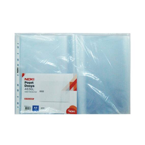File protectie transparente, 40 microni, 25 buc/set, A3 landscape, NOKI - 2- Roveli