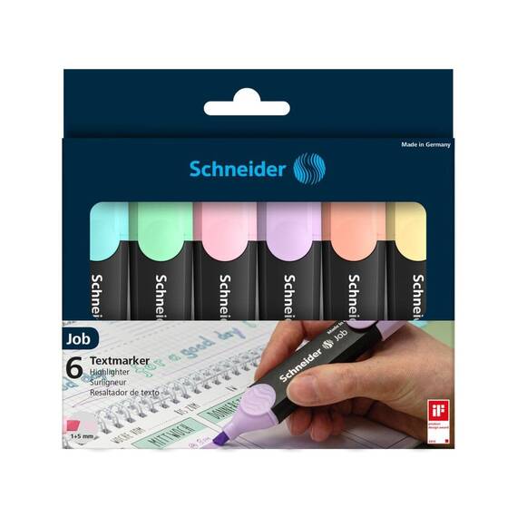 Textmarker SCHNEIDER Job Pastel, 6 buc/set - 2- Roveli