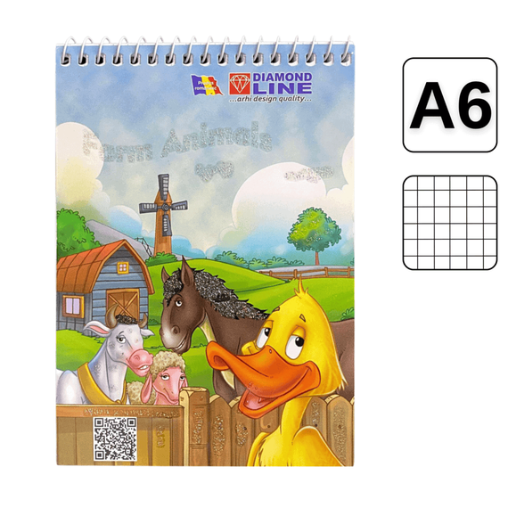 Bloc Notes cu spirala A6, 50 file, matematica, ARHI DESIGN - - Roveli