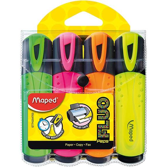 Textmarker MAPED Fluo Peps, 4 buc/set - - Roveli