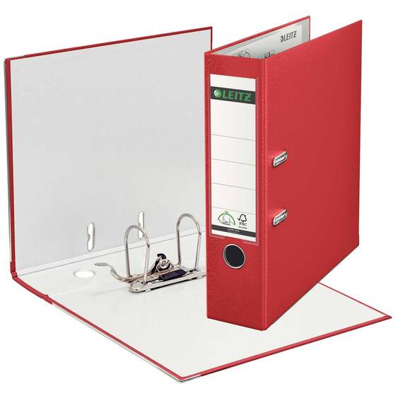 Biblioraft plastifiat 8cm, deschidere 180 grade, LEITZ, Culoare (230): Rosu - 3- Roveli