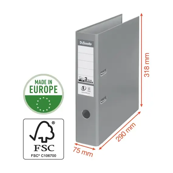 Biblioraft plastifiat interior-exterior, 7.5 cm ESSELTE Power, Culoare (230): Rosu - 3- Roveli