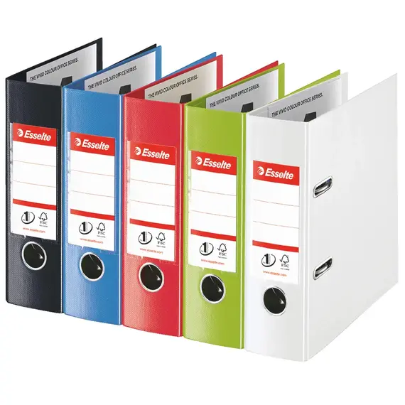 Biblioraft plastifiat interior-exterior, 7.5 cm ESSELTE Vivida Power, Culoare (230): Alb - - Roveli