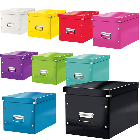 Cutie depozitare mare 360 x 310 x 320 mm, forma CUB cu manere si capac, LEITZ Click&Store, Culoare (230): Alb - - Roveli