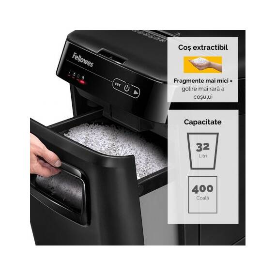 Distrugator documente 200 coli, Micro-Cut, FELLOWES Automax - 5- Roveli