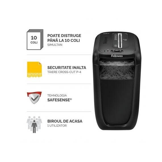 Distrugator documente 10 coli, Cross-Cut, FELLOWES 60CS - 2- Roveli