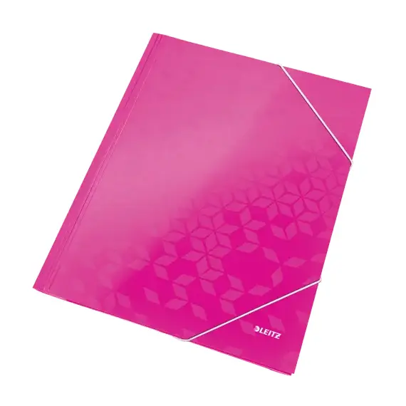 Mapa A4 din carton, cu elastic, LEITZ WOW, Culoare (230): Roz - 2- Roveli