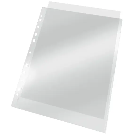 File protectie cristal deschidere partiala si margine colorata, 105 microni, 100 buc/set, A4, ESSELTE, Culoare (230): Albastru - 3- Roveli
