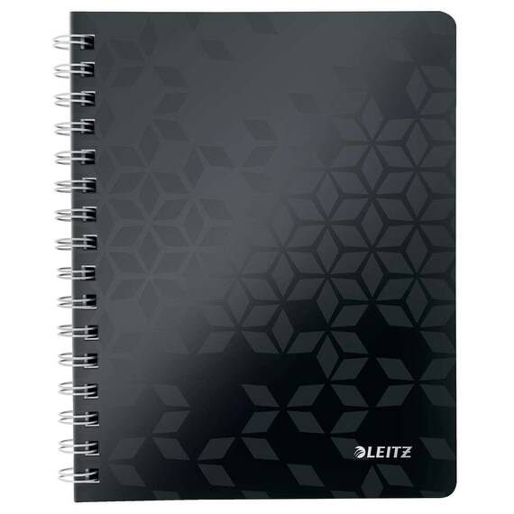 Caiet A5 matematica cu spirala, coperta plastic PP, 80 file, 80g/mp, LEITZ WOW, Culoare (230): Negru - 2- Roveli