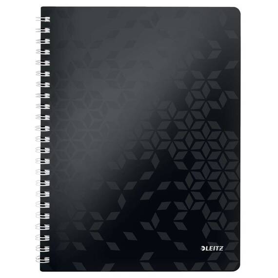 Caiet A4 cu spirala, matematica, coperta plastic PP, 80 file, 80g/mp, LEITZ WOW, Culoare (230): Negru - 2- Roveli