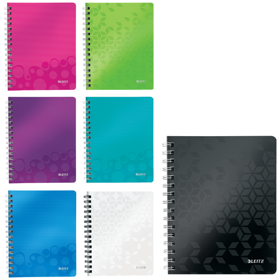 Caiet A5 matematica cu spirala, coperta plastic PP, 80 file, 80g/mp, LEITZ WOW, Culoare (230): Negru - - Roveli
