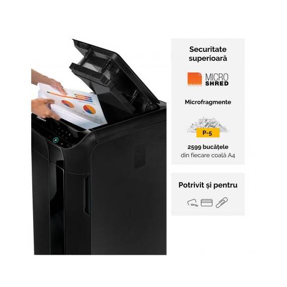 Distrugator documente 600 coli, Micro-Cut, FELLOWES Automax - 2- Roveli