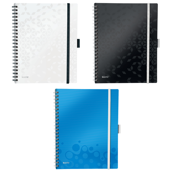 Caiet A4 cu spirala, matematica, coperta plastic PP, 80 file, 80g/mp, LEITZ WOW Be Mobile, Culoare (230): Negru - - Roveli