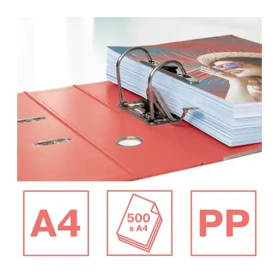 Biblioraft plastifiat interior-exterior, 7.5 cm ESSELTE Power Colour Breeze, Culoare (230): Coral - 3- Roveli