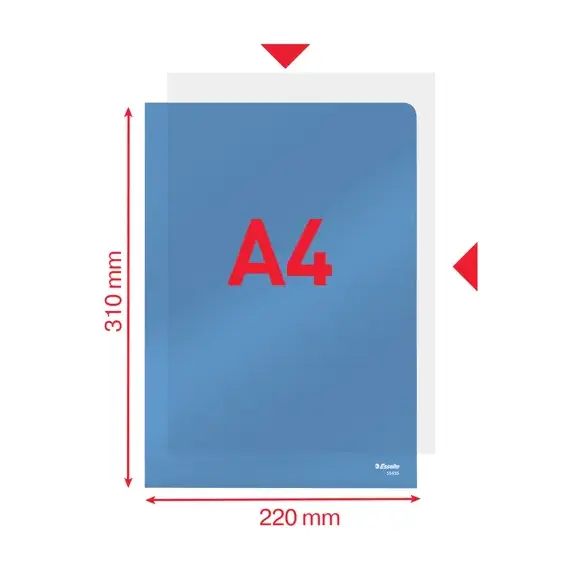 Mapa plastic cristal A4, deschidere in L, 150 microni, 25 buc/set, ESSELTE, Culoare (230): Albastru - 5- Roveli