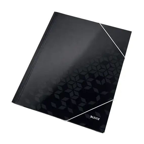 Mapa A4 din carton, cu elastic, LEITZ WOW, Culoare (230): Negru - 2- Roveli