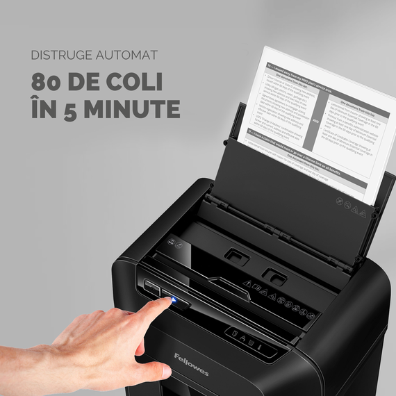 Distrugator documente hibrid, 80 coli, Micro-Cut, FELLOWES 80M - 6- Roveli