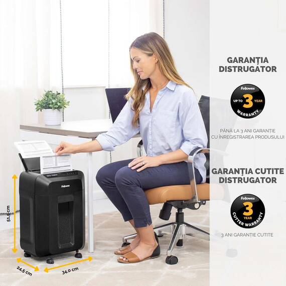 Distrugator documente hibrid, 80 coli, Micro-Cut, FELLOWES 80M - 2- Roveli