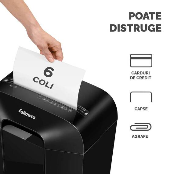 Distrugator documente 6 coli, Cross-Cut, FELLOWES LX25 - 2- Roveli