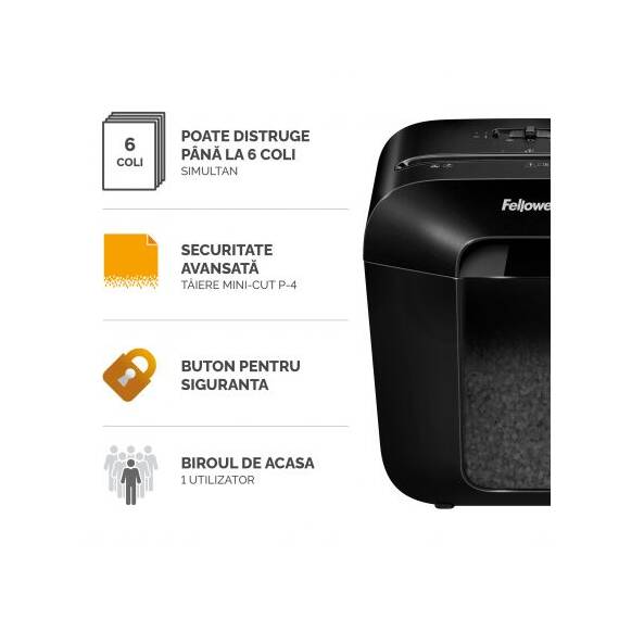 Distrugator documente 6 coli, Micro-Cut, FELLOWES LX25M - 2- Roveli