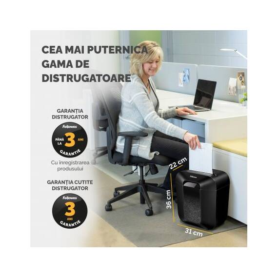 Distrugator documente 6 coli, Micro-Cut, FELLOWES LX25M - 6- Roveli