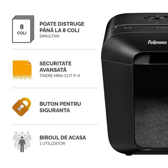 Distrugator documente 8 coli, Micro-Cut, FELLOWES LX41M - 2- Roveli