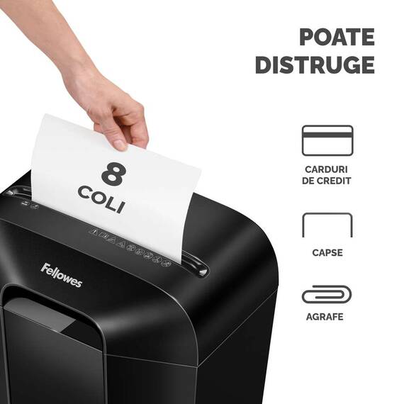 Distrugator documente 8 coli, Micro-Cut, FELLOWES LX41M - 3- Roveli