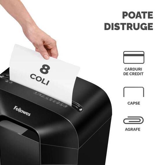 Distrugator documente 8 coli, Cross-Cut, FELLOWES LX45 - 2- Roveli