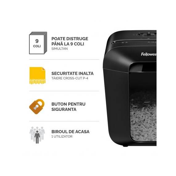 Distrugator documente 9 coli, Cross-Cut, FELLOWES LX50 - 4- Roveli