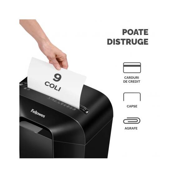 Distrugator documente 9 coli, Cross-Cut, FELLOWES LX50 - 2- Roveli