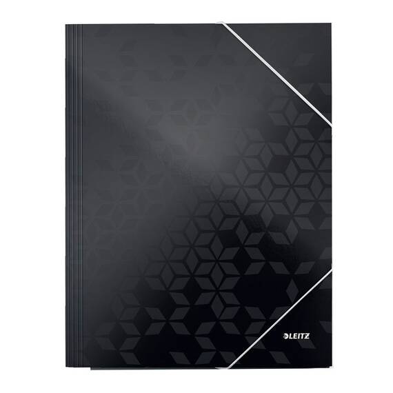 Mapa A4 din carton, cu elastic, LEITZ WOW, Culoare (230): Negru - 3- Roveli