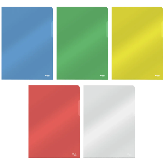 Mapa plastic cristal A4, deschidere in L, 150 microni, 25 buc/set, ESSELTE, Culoare (230): Albastru - - Roveli