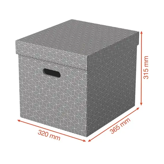 Set 3 cutii depozitare 360 x 320 x 310 mm cu capac, ESSELTE Recycle Gri - 5- Roveli