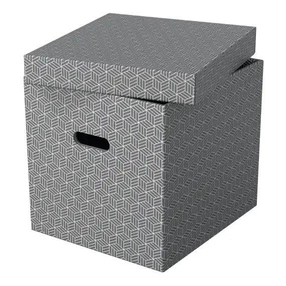 Set 3 cutii depozitare 360 x 320 x 310 mm cu capac, ESSELTE Recycle Gri - 3- Roveli